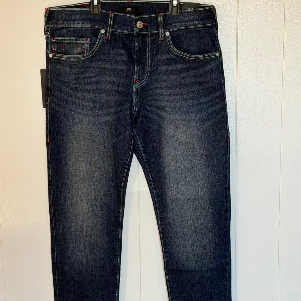 True Religion Geno SN Relaxed Slim Jeans Mens Size 34 - DARK FIR BALSAM WASH
